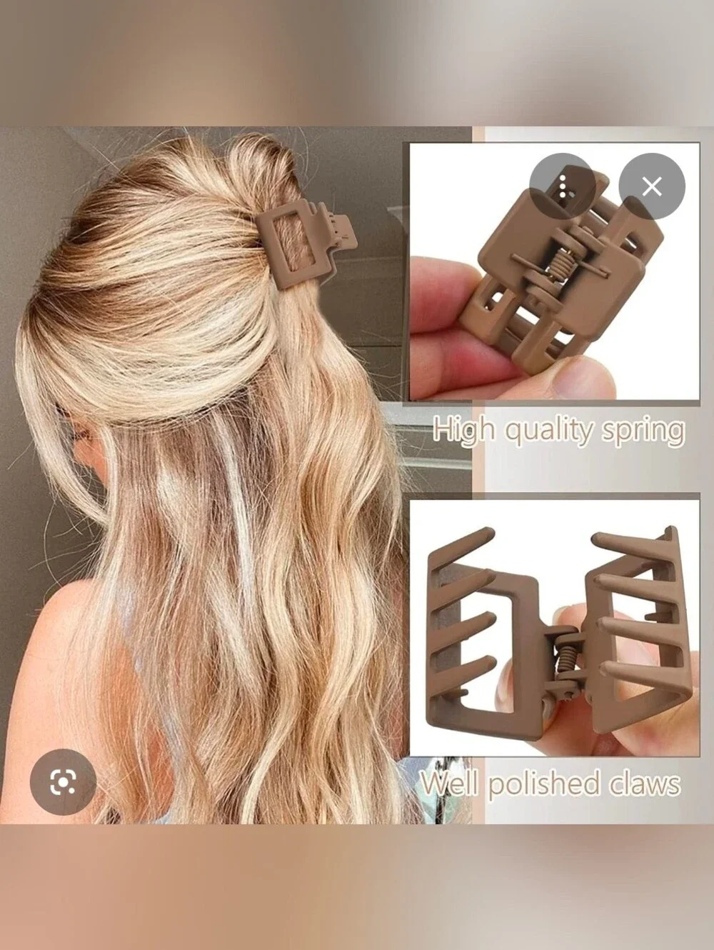 Medium Sized Minimalist Rectangle Hair Clips - Dark Brown & Beige BNIB